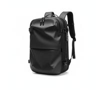PETSOLA Men Expandable Rucksack Laptop Backpack Travel Bag With Vacuum Compression Structured Body Extra Room For Clothing Electronics Organization suitable, Upgraded Version, Black, Black