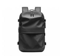 PETSOLA Men Expandable Rucksack Laptop Backpack Travel Bag With Vacuum Compression Structured Body Extra Room For Clothing Electronics Organization suitable, Regular Version, Black, Black