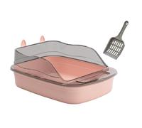 PETSOLA Open Litter Box Kitten Toilet Cartoon Shape Anti Splashing 50x34x18cm Large Space Bedpan High Sides Litter Pan, pink