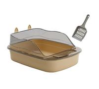 PETSOLA Open Litter Box Kitten Toilet Cartoon Shape Anti Splashing 50x34x18cm Large Space Bedpan High Sides Litter Pan, brown