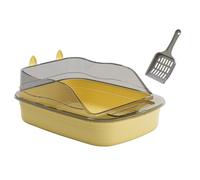 PETSOLA Open Litter Box Kitten Toilet Cartoon Shape Anti Splashing 50x34x18cm Large Space Bedpan High Sides Litter Pan, yellow