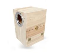 PETSOLA Parrot Nesting Shelter Unfinished Bird Nesting Shelter with Perch Bird House with Perch for Breeders, Extra Large, Vertical, Right Opening, 25x25x35cm Nest Opening 8.2cm