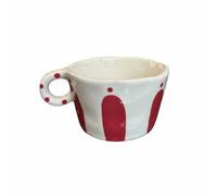 PETSOLA Polka Dot Mug Set Reusable Polka Dot Mug Glossy Finish Ceramic Coffee Mugs for Couples, Office, Red, Small Polka Dot Coffee Cup