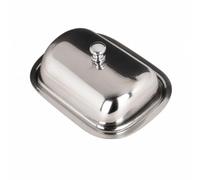 PETSOLA Rectangular Butter Dish with Lid Non-Breakable Butter Keeper with Top Knob Modern Shallow Serving Dish for Buffet , Small