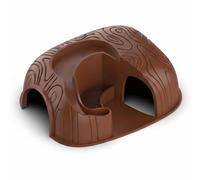 PETSOLA Reptile Habitat Gecko Hide Cave Shelter Container With Twin Entry Ports And Built In Food Area V0 Flame Retardant For Suitable For quarantine tubs temporary housing, Brown, Small