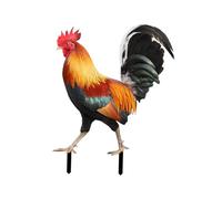 PETSOLA Statue Garden Stake Yard Sign,Metal Cock Figurine Ground Insert,Animal Sculpture for Floor Patio Outdoor, 21.2x16.7x0.1cm