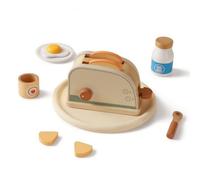 PETSOLA Tabletop Culinary Play Set Colorful Wooden Kitchen Playset Water-Based Pots and Pans Playset for Kids , Bread Machine