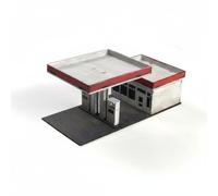 PETSOLA Toy Wooden Gas Diorama Model Kit Miniature Display Scale Model Scene Roadside Layout Set realistic roadside environment with, Modern Gas Station
