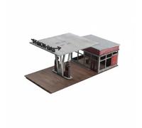 PETSOLA Toy Wooden Gas Diorama Model Kit Miniature Display Scale Model Scene Roadside Layout Set realistic roadside environment with, Vintage Gas Station