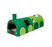 PETSOLA Train Shaped Cat Tunnel 2-in-1 Design Green Train Cat House Multi-Functional Kitten Playhouse for Multiple Cats, Green Train Standard