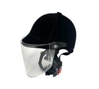 PETSOLA Velvet Riding Helmet Adjustable Horse Riding Helmet Removable Headgear for Stables, Black, Summer Style - Transparent Visor