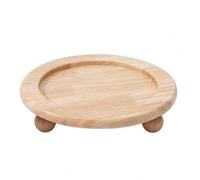 PETSOLA Wooden Pet Bowl Stand Fixed Height Stable Construction Feeding Table, 15.5cm Round Bead Round Plate Stand