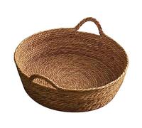 PETSOLA Woven Cat Bed Basket Cat Scratch Mat Round Lounge Bed Household Indoor Nest Cat Sleeping Bed Rush Woven Cat Bed for Small Dogs, 35cmx12cm