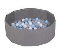 Petsona Foldable Dogs Pool With Balls, Dry Pets Foam Ball Pit, Soft Paddling Pool, Gray: Gray/White/Transparent/Babyblue