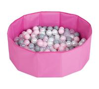 Petsona Foldable Dogs Pool With Balls, Dry Pets Foam Ball Pit, Soft Paddling Pool, Pink:Pearl/Grey/Transparent/Powderpink