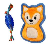 Petstages Mini Orka Dental Toy & Fox Durable Plush Dog Toy - 2 Pack