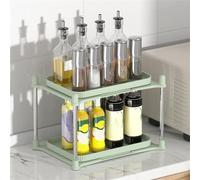 PETSTIBLE 2 Tier Lazy Susan Turntable,Organizer Rack Rotating Seasoning Holder For Cabinet Countertop Pantry(Green)