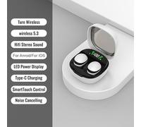 PETSTIBLE Advanced Mini13 Wireless Earbuds with CVC Noise Reduction and 48 Hour Battery Perfect for Gaming, Music, and Everyday Use (White)
