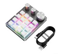 PETSTIBLE Customizable Mechanical Gaming Keyboard with Advanced Features 16 Keys, Layering Options, and Three Functional Knobs (White)