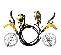 PETSTIBLE E-Bike Electric Hydraulic Disc Brake Set, Complete Bike Brake Set,E-Bike Hydraulic Disc Brake Set Electric Bicycle Cut Off Brake Lever with Rotor(Golden)