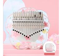 PETSTIBLE Kalimba 1721Keys for PINK for CHERRY Blossoms Transparent Thumb With Parts Gifts(A for PINK 17 String)