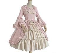 PETSTIBLE Lolita Styled Women's Medieval Costume featuring Details like a Unique Bowtie Design (M Pink)