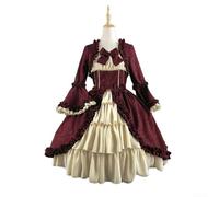 PETSTIBLE Lolita Styled Women's Medieval Costume featuring Details like a Unique Bowtie Design (M Red wine)