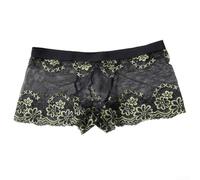 PETSTIBLE Men's Lace Mesh Boxer Shorts Jacquard Trunks | Intricate lace jacquard, breathable mesh panel, hollow design, exotic style, comfortable fit