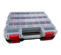 PETSTIBLE Storage Organizer Box 32cm Removable Dividers | 25 total compartments, double-sided for access, red plastic body, for ideal for screws nuts bolts