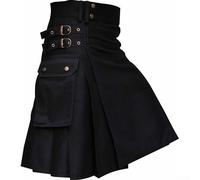 PETSTIBLE Stylish Mens Kilt in Retro Design, Perfect Utility Skirt for Festivals (XL Black)
