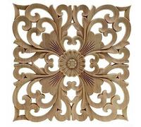 PETSTIBLE Wooden Carved Onlay Applique Unpainted Wood Applique with Flower Wood Corner Decorative Mouldings for Door Cabinet Kitchen