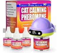 Petstoral Cat Pheromone Diffuser with Timer, Smart 4/8/12/24-Hour Auto-On Schedule, Helps Reduce Anxiety, Urine Spraying, Scratching & Aggression for Multi-Cat Homes (1 Smart Diffuser, 3 Refills)