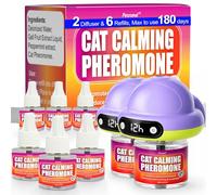 Petstoral Cat Pheromone Diffuser with Timer, Smart 4/8/12/24-Hour Auto-On Schedule, Helps Reduce Anxiety, Urine Spraying, Scratching & Aggression for Multi-Cat Homes (2 Smart Diffuser, 6 Refills)