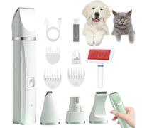 Petstyle Pro 4 Different Blades, Lettuce Pets Grooming Set, Does Not Hurt Skin, No Hair Stuck, Low Noise USB Rechargeable, Suitable for Dogs Cat,Grooming Paws, Eyes, Ears, Face (1Pcs-White)