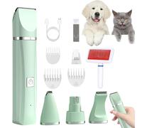 Petstyle Pro 4 Different Blades, Lettuce Pets Grooming Set, Does Not Hurt Skin, No Hair Stuck, Low Noise USB Rechargeable, Suitable for Dogs Cat,Grooming Paws, Eyes, Ears, Face (1Pcs-Green)