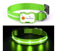 PetsVibe Adjustable Light up Dog Collar for Night, 3 Glowing Modes for Pet Visibility and Safey, USB Rechargeable and Waterproof, LED Flashing Dog Collars Light for Night Walking (Green, Large)
