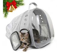PETSWEET Cat Backpack Carrier, Back Expandable Pet Backpack with Bubble Window, Airline Approved Pet Travel Bag for Small/Medium Cats & Puppies, Hiking, Camping, Outdoor Use (Grey)