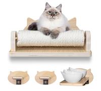 PetsXLife - Big Cat Wall Shelves with 3 Steps, Wall Furniture for Large Cats, Feeding Shelf, Mounted Cat Bed, Easy Instal Modern and Durable Shelves for Cats.