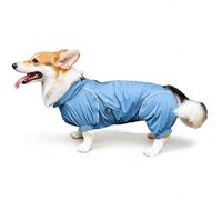 PETT2GO, Corgi Breathable Dog Raincoat, Coat with Legs, Hood, Reflective Piping, Compactable - Silent Mist - XS