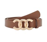 Pettata Women Belt for Jeans Dress Cinch Waist Belt for Ladies Faux Leather Belt with Gold Buckle, A_brown, 34-37 (Pant 12-14)