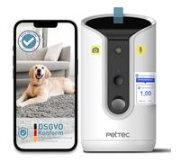 PetTec 360° Pet Camera & Automatic Food Dispenser with Treat Eject - Via App & Multi-Button - Bell Detection - 3MP Night Vision Function