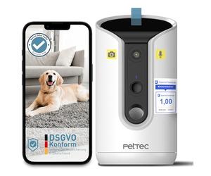 PetTec 360° Pet Camera & Automatic Food Dispenser with Treat Eject - Via App & Multi-Button - Bell Detection - 3MP Night Vision Function