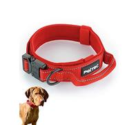 PetTec Adjustable Dog Collar for Small Dogs - D200 Nylon & Neoprene Padding - Puppy Collar With Durable Handle, D-Ring & Quick-Release Metal Buckle - Weather-Proof, Dirt-Proof Waterproof - 34-44cm
