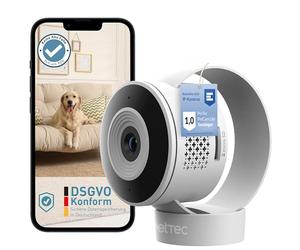 PetTec Cam Lite - Pet Camera with App, Motion Sensor, Speaker, Mic, Night Vision, Full HD WiFi Camera for Home Security for Dogs, Cats - For Bedroom, Living Room, Nursery