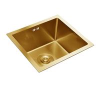 PetterShop Gold Stainless Steel Kitchen Sink, Undermount bar Sink Drop in, Topmount Single Bowl Outdoor Campervan Sink with Drainer Fittings (Color : Gold, Size : 38x38cm)