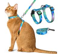 PetThem Cat Harness and Leash Set - Escape Proof Adjustable Cat Harness, Comfortable Soft Lightweight, Use Safe & Easy, Walking Travel Kitten Harness for Small Medium Large Cats (Hawaii Green)