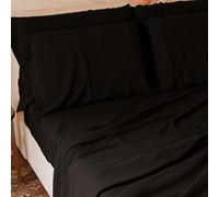 PETTI Artigiani Italiani - 4-Piece Maxi Double Bed Sheet Set, Soft and Breathable, Complete Bed Set with Top Sheet, Fitted Bottom Sheet and 2 Pillowcases Black Sheets