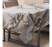 PETTI Artigiani Italiani - Anti-Stain Rectangular Tablecloth Kitchen Elegant Marble Effect Light Grey X6 Seater (140 x 180 cm) 100% Made in Italy