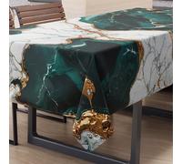 PETTI Artigiani Italiani - Anti-Stain Rectangular Tablecloth Kitchen Elegant Marble Effect Teal X6 Seater (140 x 180 cm) 100% Made in Italy