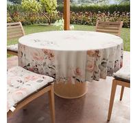 PETTI Artigiani Italiani - Anti-Stain Round Microfibre Tablecloth (Diameter 180 cm), Kitchen Table Cover for Round Table, Floral Design 17, 100% Made in Italy